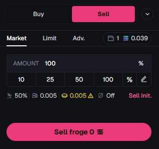 Axiom portfolio and sell interface for Solana tokens.