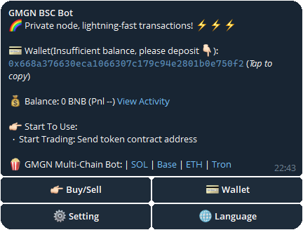 Buying BNB meme coins using GMGN Telegram bot